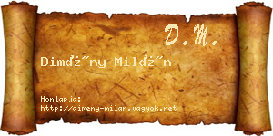 Dimény Milán névjegykártya